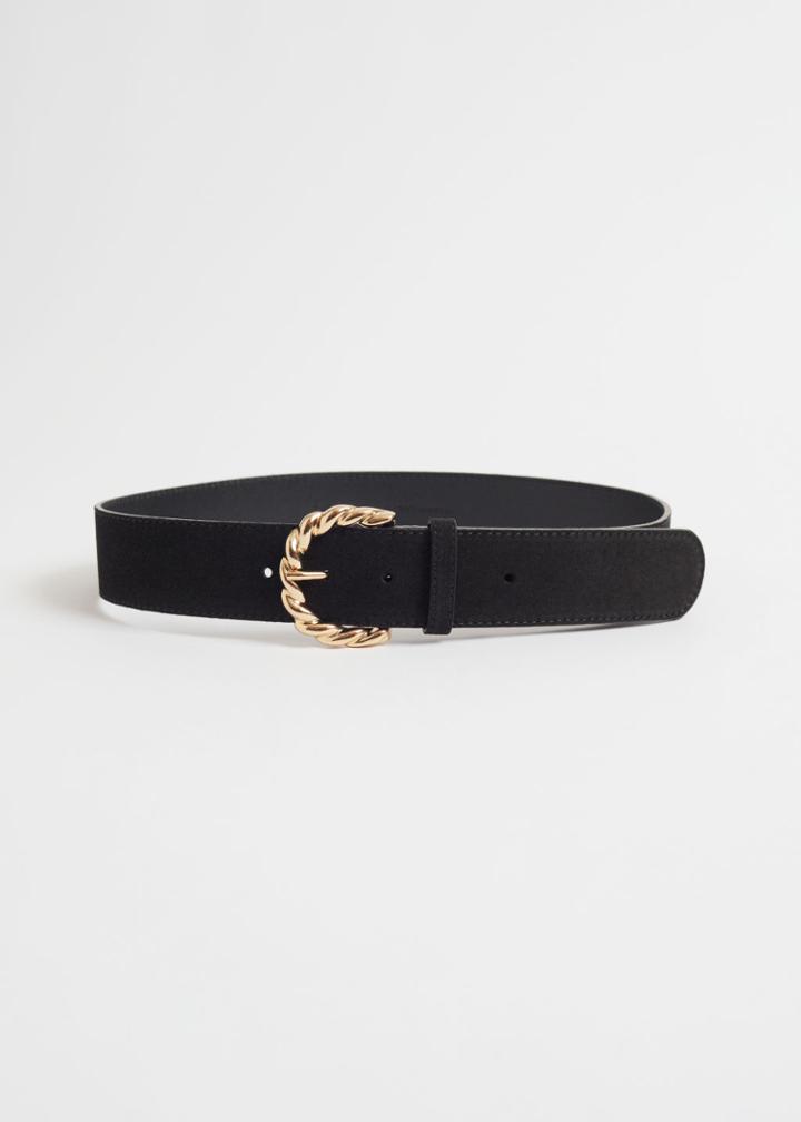 Other Stories Braid Buckle Leather Belt - Black
