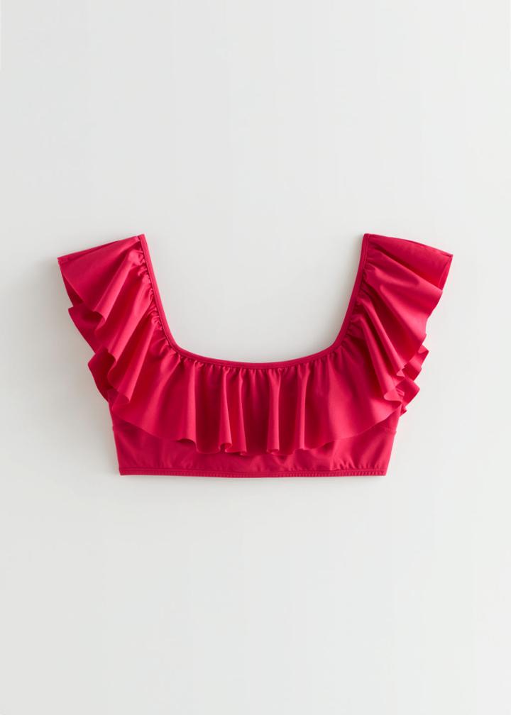 Other Stories Ruffled Bikini Top - Red