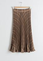 Other Stories Pleated Plaid Midi Skirt - Brown