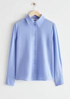 Other Stories Shell Button Silk Blouse - Blue