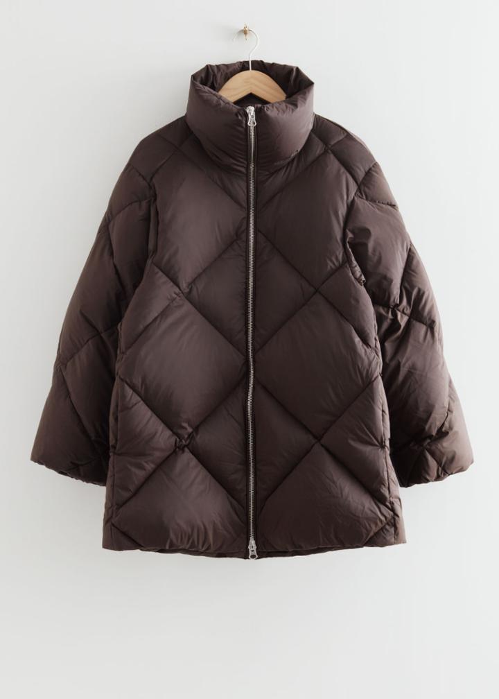 Other Stories Oversized Quilted Puffer Jacket - Brown
