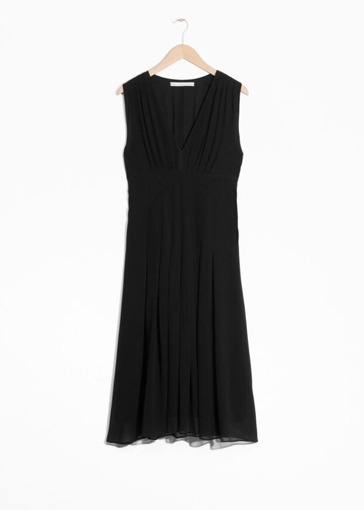 Other Stories Silk Viole V-neck Dress - Black