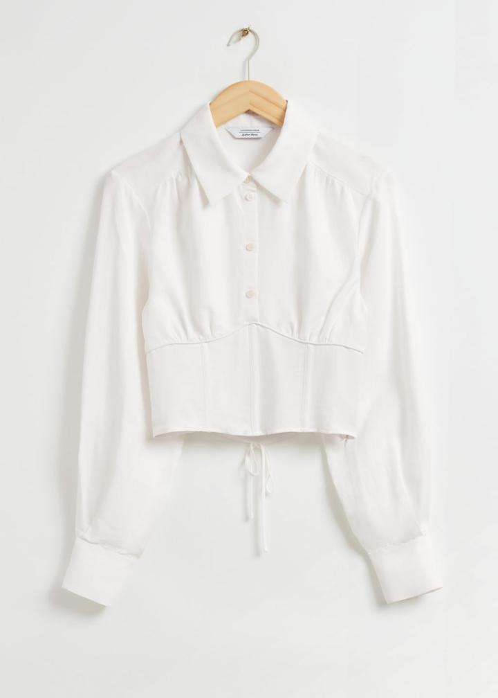 Other Stories Lattice Tie Boned Corset Top - White