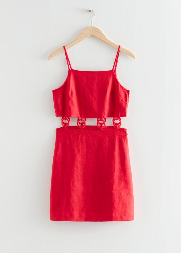 Other Stories Fitted O-ring Mini Dress - Red