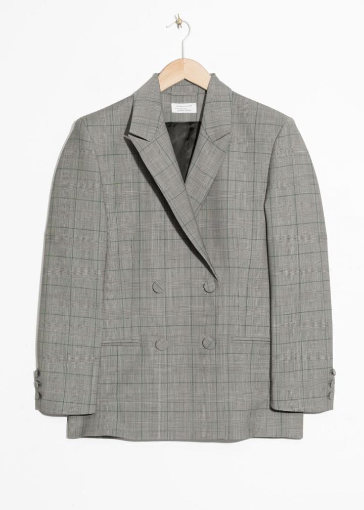 Other Stories Oversized Double Breasted Blazer - Green