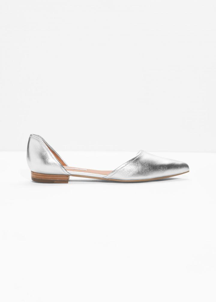 Other Stories Pointy Silver Flats - Silver