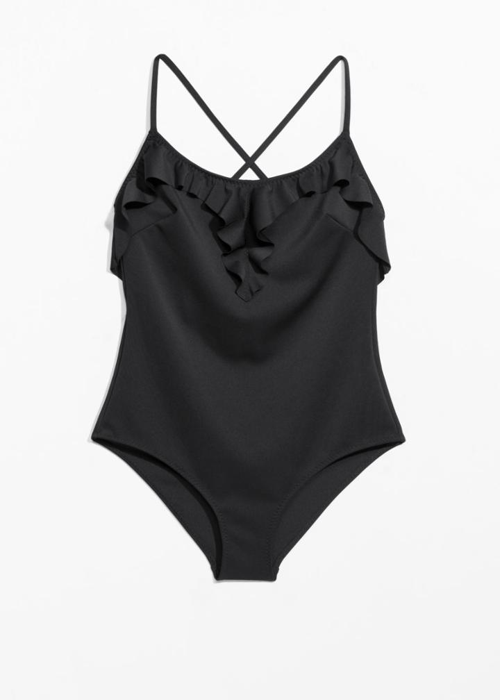 Other Stories Frill Swimsuit - Black