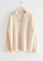 Other Stories Wool Knit Polo Sweater - Beige