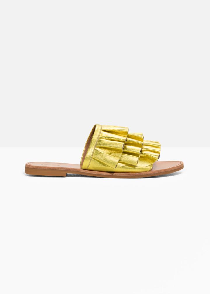 Other Stories Frill Slippers - Gold