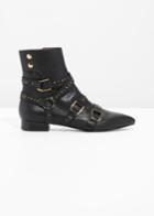 Other Stories Buckle Leather Boots - Black