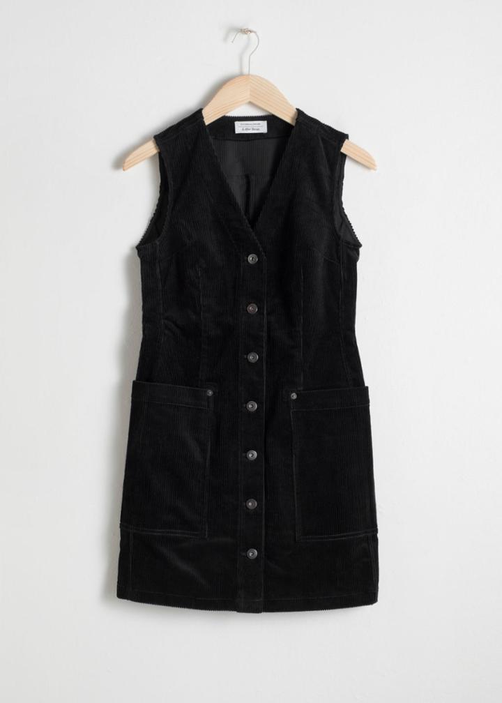 Other Stories Corduroy Workwear Mini Dress - Black