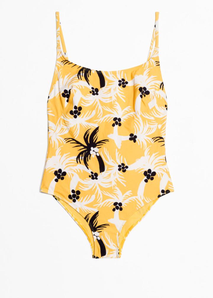 Other Stories Low Back Tie Swimsuit - Yellow