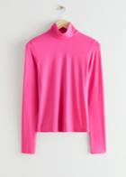 Other Stories Fitted Mock Neck Top - Pink