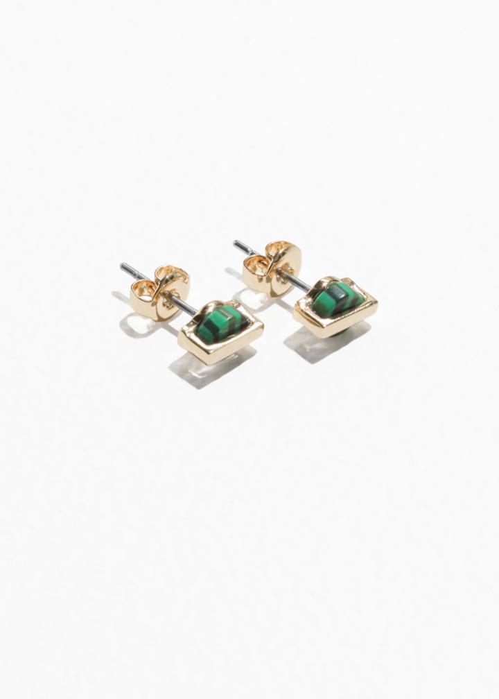 Other Stories Stone And Bar Studs - Green