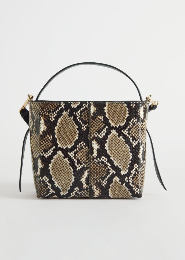 Other Stories Small Leather Bucket Bag - Beige
