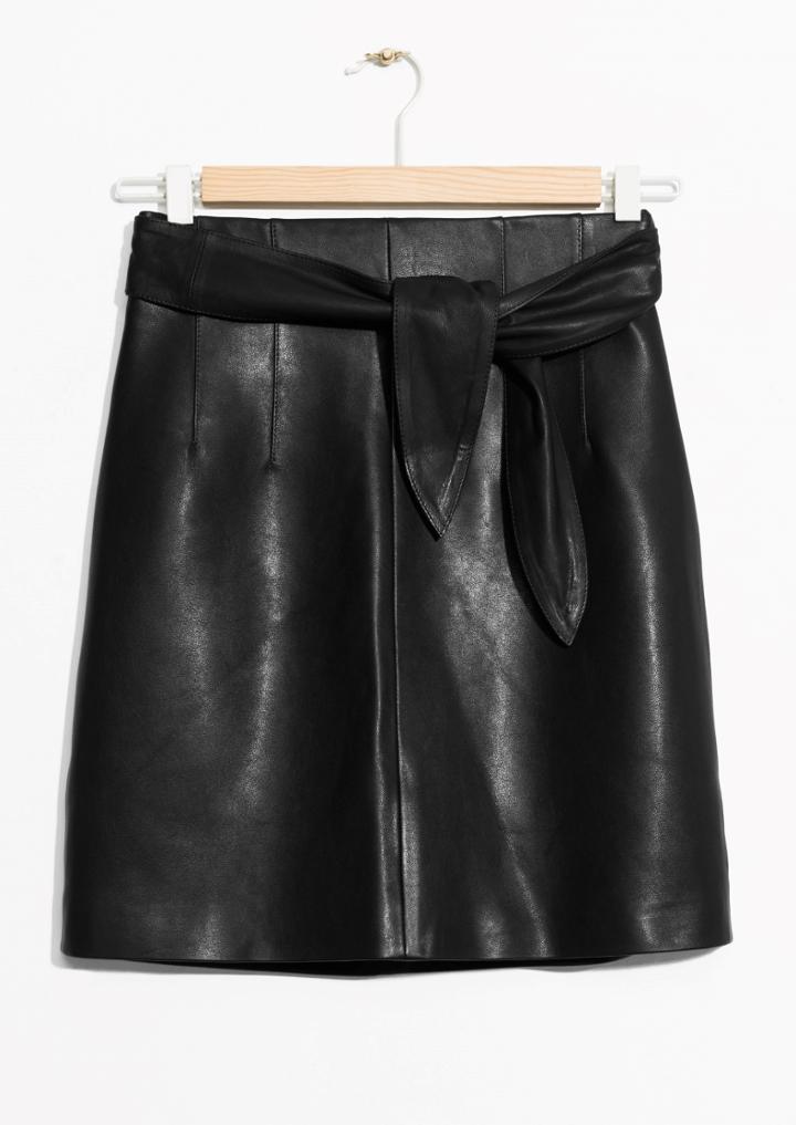 Other Stories Belted Leather Skirt