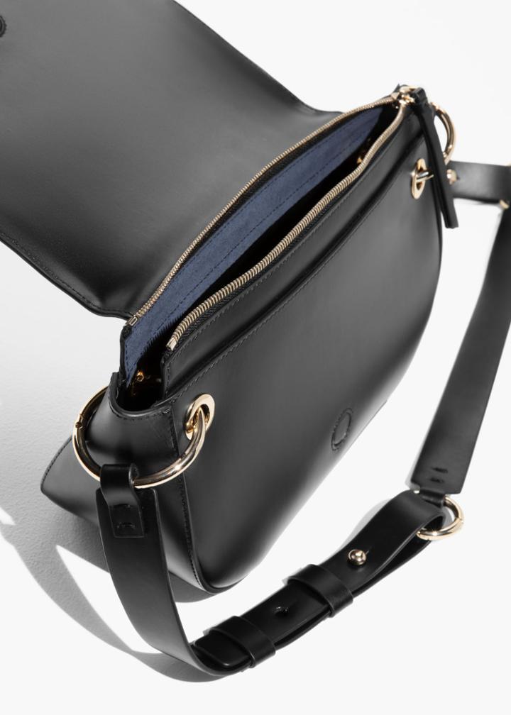 Other Stories Leather Saddle Bag - Black
