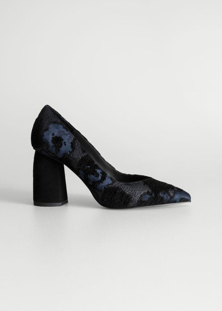 Other Stories Block Heel Jacquard Pumps - Blue