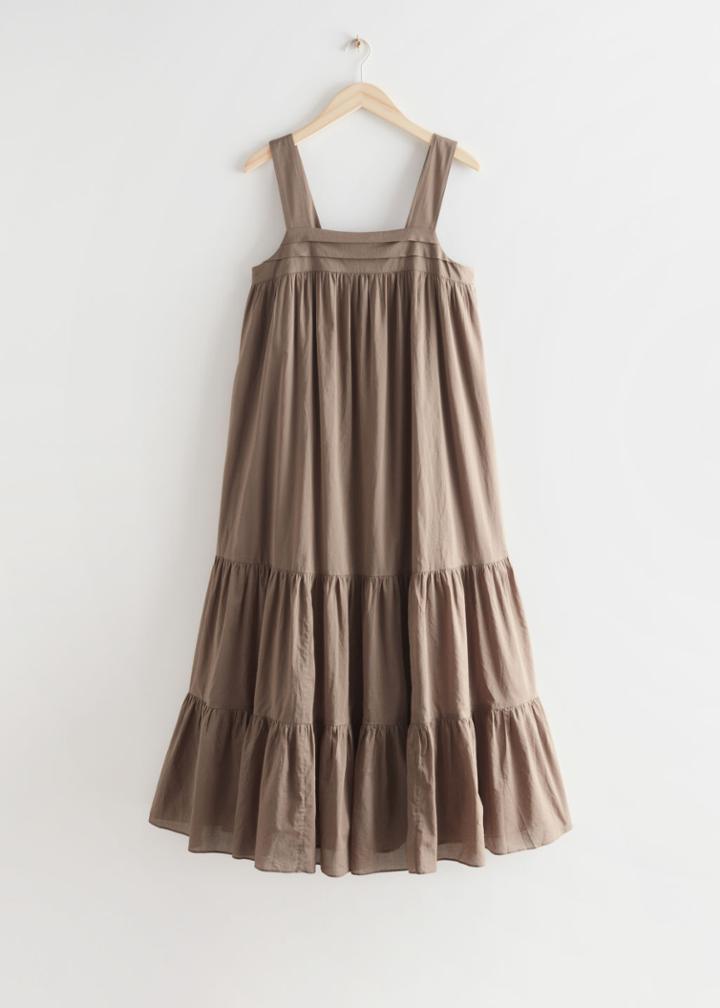 Other Stories Relaxed Tiered Cotton Dress - Beige