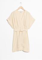 Other Stories Belted Wrap Mini Dress - Beige