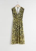 Other Stories Gathered Floral Midi Dress - Yellow