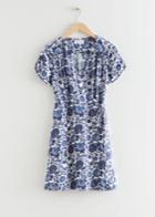 Other Stories Short Sleeve Mini Wrap Dress - Blue