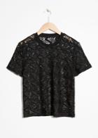Other Stories Squiggle Crochet Top - Black