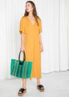 Other Stories V Neck Midi Shirt Dress - Yellow