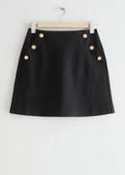 Other Stories Gold Button Mini Skirt - Black