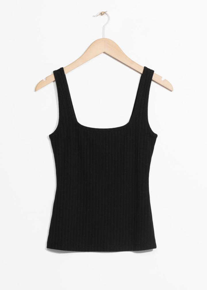Other Stories Ribbed Tank Top - Black