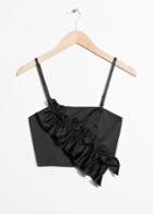 Other Stories Frill Crop Top - Black