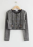 Other Stories Short Tweed Padded Shoulder Jacket - Black