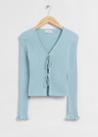 Other Stories Tie-front Ribbed Cardigan - Turquoise