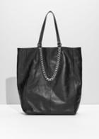 Other Stories Chain Leather Tote - Black