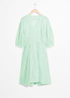 Other Stories Embroidered Fit And Flare Dress - Green