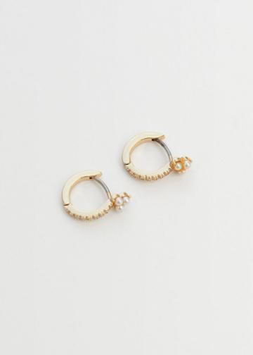 Other Stories Mother Of Pearl Mini Hoops - White