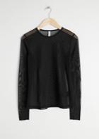 Other Stories Mesh Long Sleeve Top - Black