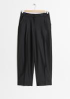 Other Stories Cropped Wool Blend Trousers - Black