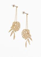 Other Stories Leaf Charm Hanging Earrings - Gold