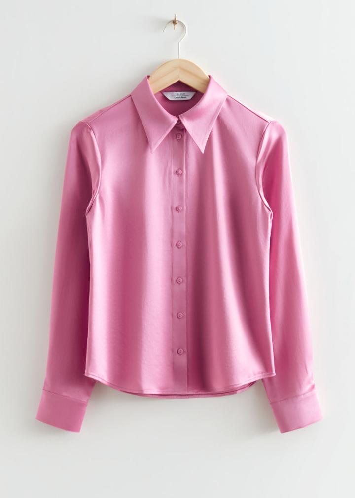 Other Stories Fitted Satin Shirt - Pink