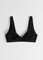 Other Stories Crepe Knot Tie Bikini Top - Black