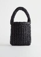 Other Stories Braided Leather Tote Bag - Black