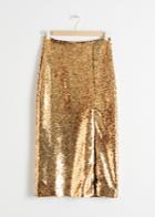 Other Stories Sequin Midi Pencil Skirt - Gold