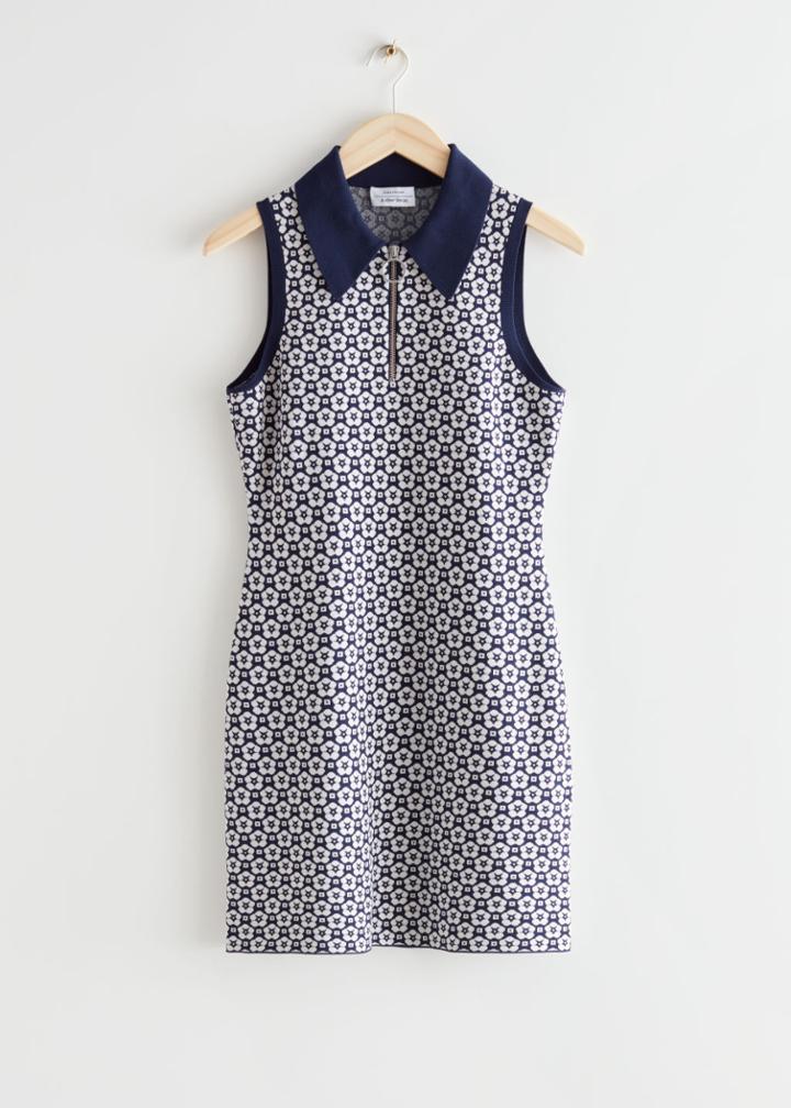Other Stories Floral Jacquard Mini Dress - Blue