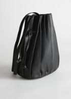 Other Stories Pleated Leather Bucket Bag - Black