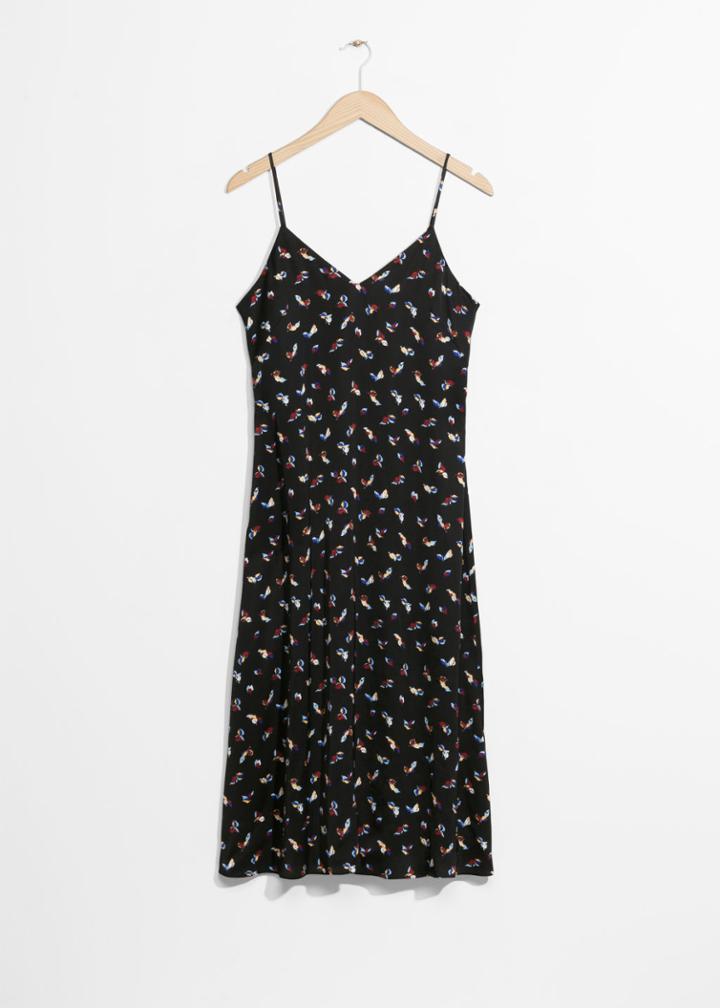 Other Stories Leaf Print Dress - Black
