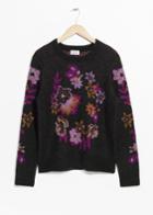 Other Stories Flower Knit Jacquard Sweater - Brown