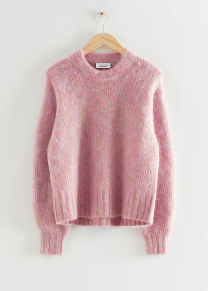Other Stories Fuzzy Mohair Sweater - Pink