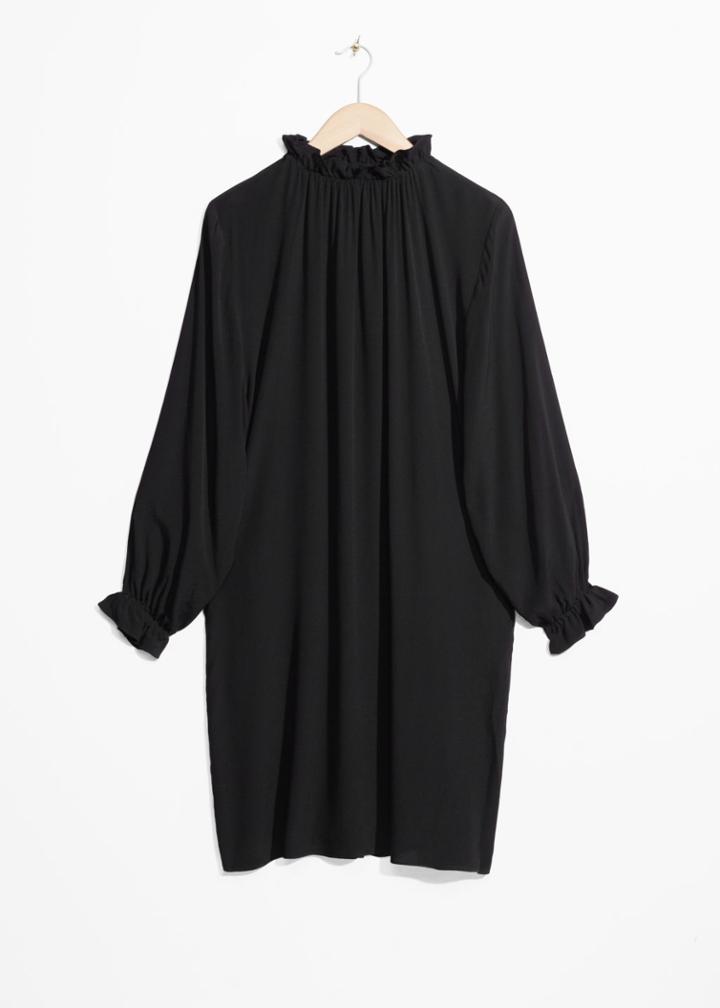 Other Stories High Neck Frill Dress - Black