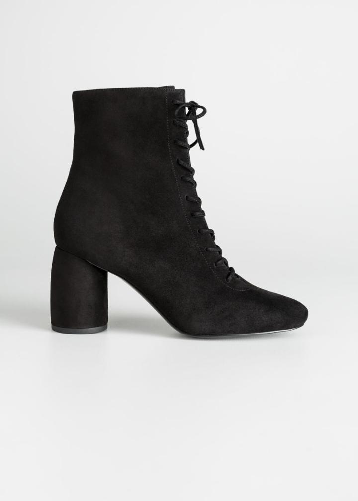 Other Stories Lace Up Suede Boots - Black